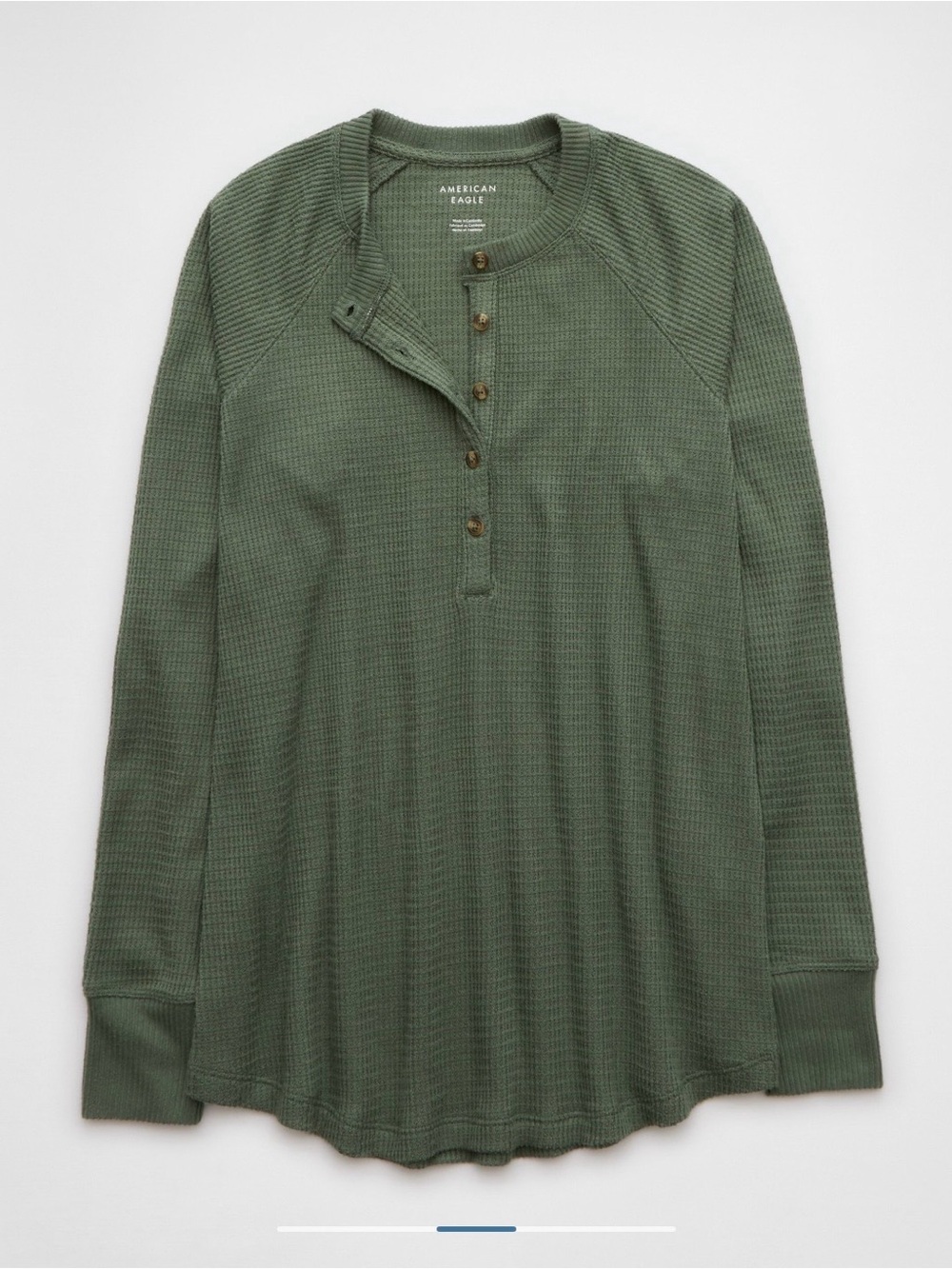 American Eagle Women’s Oversized Plush Long-Sleeve Henley T-Shirt Sz M